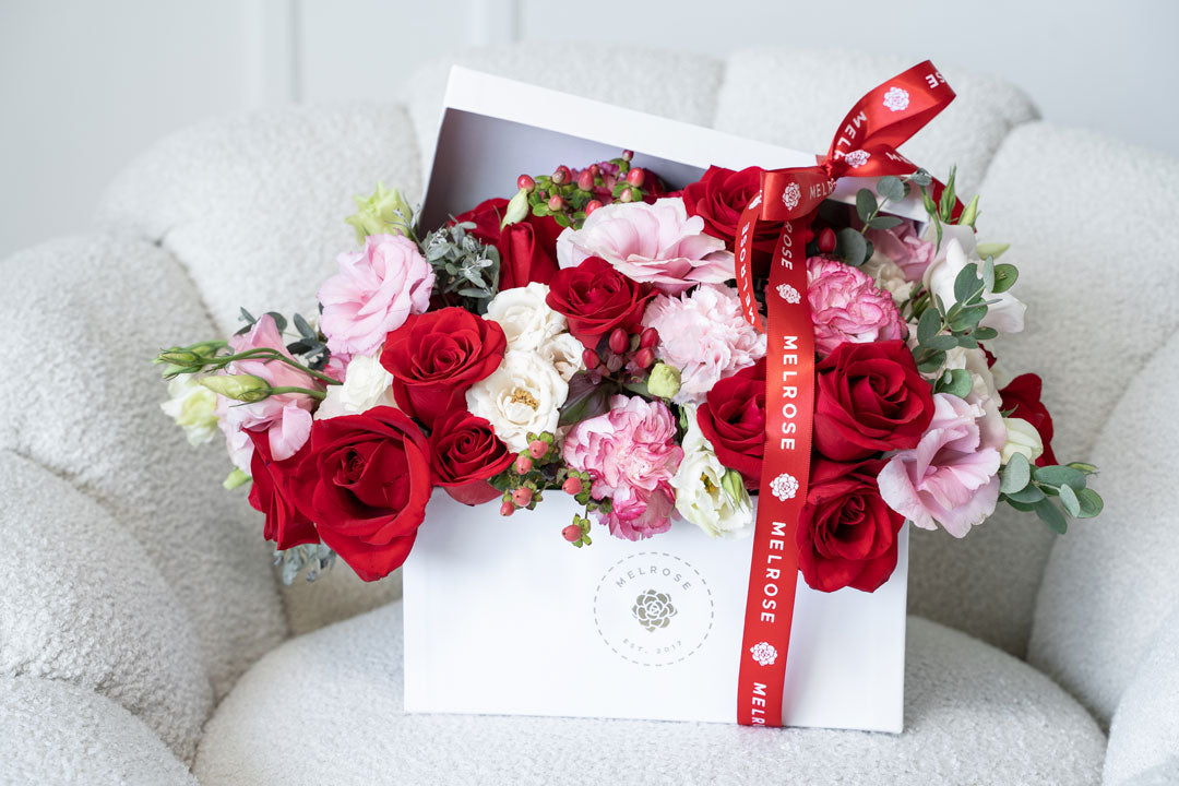 Flores de cumpleaños con rosas rojas