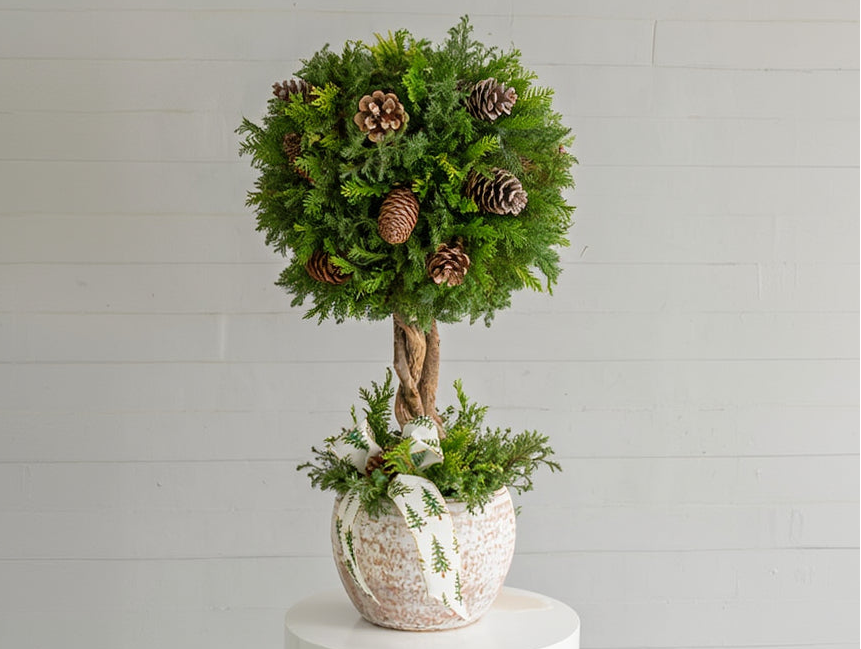 Arból en forma de topiario navideño