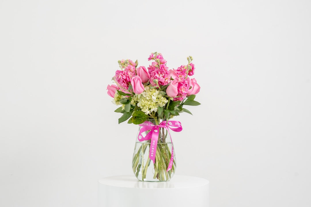 Bouquet de flores rosas San Valentín