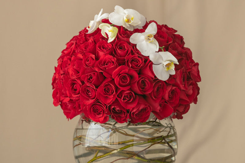 Aniversario 100 rosas rojas